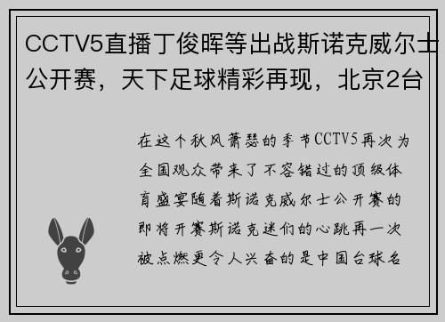 CCTV5直播丁俊晖等出战斯诺克威尔士公开赛，天下足球精彩再现，北京2台风新篇章 - 副本